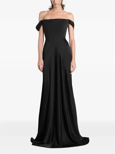 Alex Perry Off-shoulder Draped Maxi Gown In Black