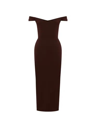 Alex Perry Off-the-shoulder Crepe Midi Dress In Burgundy