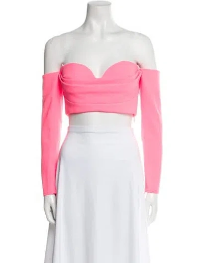 Pre-owned Alex Perry Off-the-shoulder Long Sleeve Crop Top In Multi