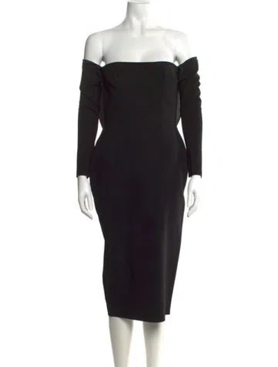 Pre-owned Alex Perry Off-the-shoulder Midi Length Dress In Black