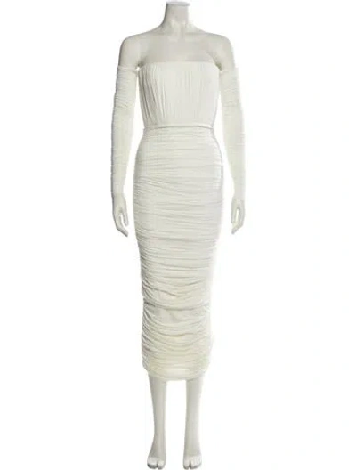 Pre-owned Alex Perry Off-the-shoulder Midi Length Dress In Neutral