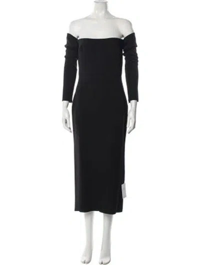 Pre-owned Alex Perry Off-the-shoulder Midi Length Dress W/ Tags In Black