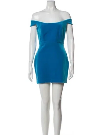 Pre-owned Alex Perry Off-the-shoulder Mini Dress In Blue