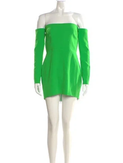 Pre-owned Alex Perry Off-the-shoulder Mini Dress In Green