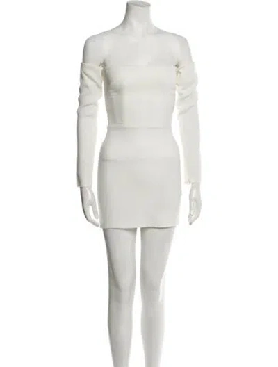 Pre-owned Alex Perry Off-the-shoulder Mini Dress In Neutral
