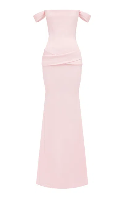 Alex Perry Off-the-shoulder Satin Crepe Gown In Pink