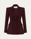 Alex Perry Fitted Wool Suiting Blazer In Wine