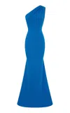 Alex Perry One-shoulder Crepe Gown In Blue