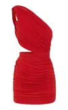Alex Perry One-shoulder Crepe-jersey Mini Dress In Red