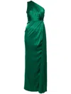Alex Perry One-shoulder Satin Dress In Green