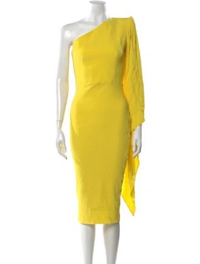 Pre-owned Alex Perry One-shoulder Knee-length Dress In Yellow
