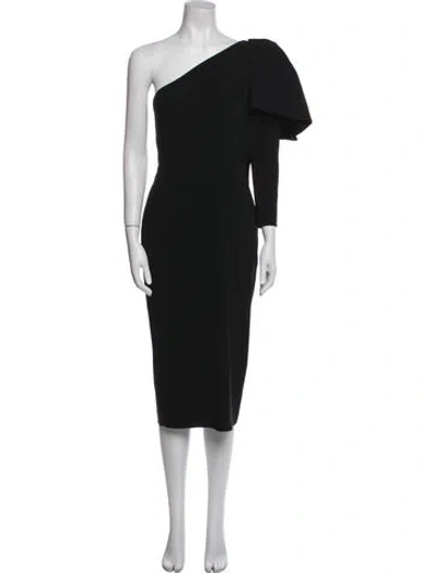 Pre-owned Alex Perry One-shoulder Midi Length Dress In Black