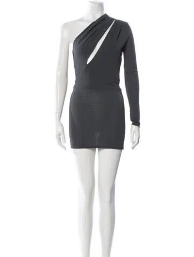 Pre-owned Alex Perry One-shoulder Mini Dress In Gray