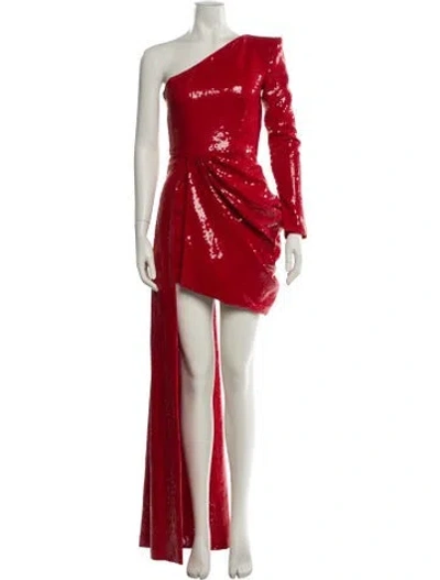 Pre-owned Alex Perry One-shoulder Mini Dress In Red