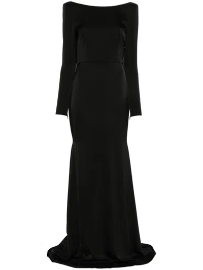 Alex Perry Open-back Satin Gown In Black