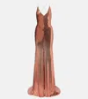 Alex Perry Open-back Sequined Gown In Brown