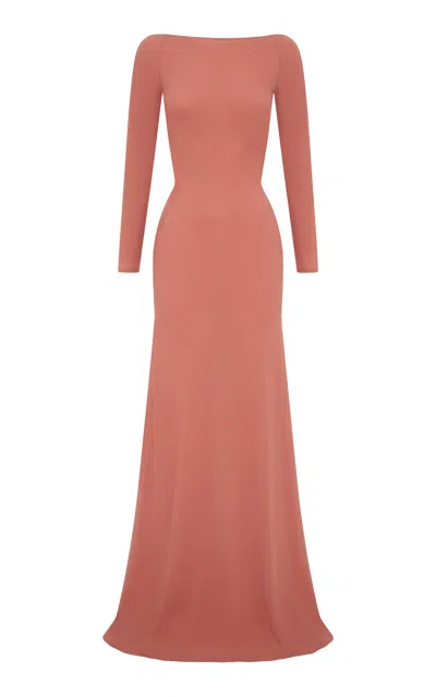 Alex Perry Open-back Twist Crepe Jersey Gown In Pink