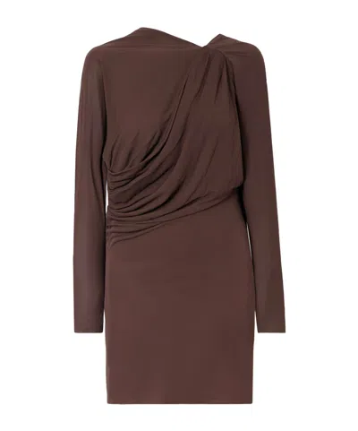 Alex Perry Open-back Draped Jersey Mini Dress In Brown