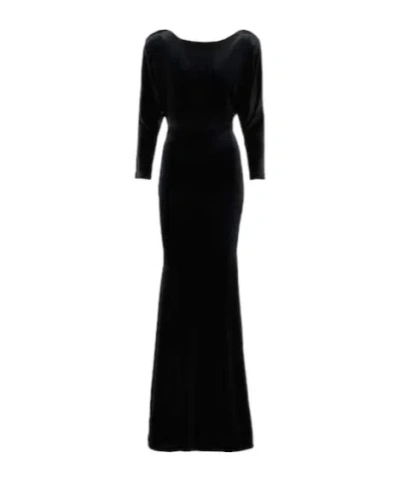 Alex Perry Open-back Velvet Gown In Black