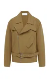 Alex Perry Oversized Cotton Biker Jacket In Khaki