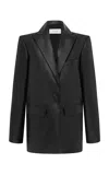 Alex Perry Oversized Leather Blazer In Black