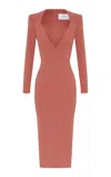 Alex Perry Paneled Stretch Crepe Midi Dress In Pink