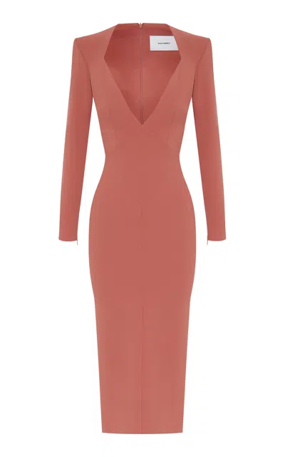 Alex Perry Paneled Stretch Crepe Midi Dress In Pink