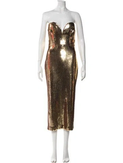 Pre-owned Alex Perry Patterned Midi Length Dress In Gold