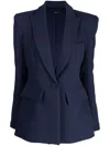 Alex Perry Manon Satin Crepe Fitted Blazer In Blue