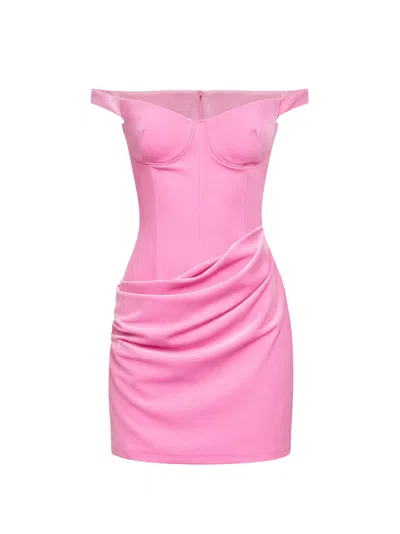 Alex Perry Peony Velvet Draped Off-the-shoulder Mini Dress In Pink