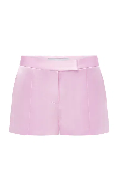 Alex Perry Pintucked Duchess Satin Shorts In Light Pink