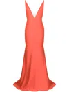 Alex Perry Plunge-neck Fishtail Gown In Red