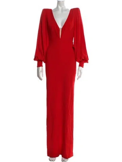 Pre-owned Alex Perry Plunge Neckline Long Dress In Red