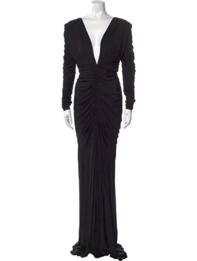Pre-owned Alex Perry Plunge Neckline Long Dress W/ Tags In Black