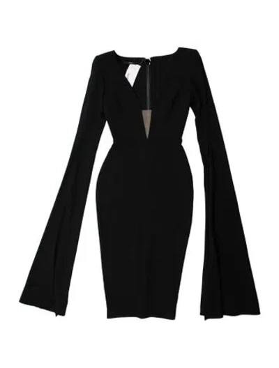 Pre-owned Alex Perry Plunge Neckline Midi Length Dress In Black