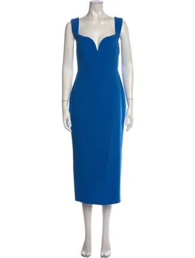 Pre-owned Alex Perry Plunge Neckline Midi Length Dress In Blue