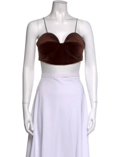 Pre-owned Alex Perry Plunge Neckline Sleeveless Crop Top In Silver