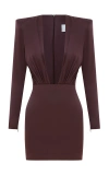 Alex Perry Plunging Satin Crepe Mini Dress In Brown