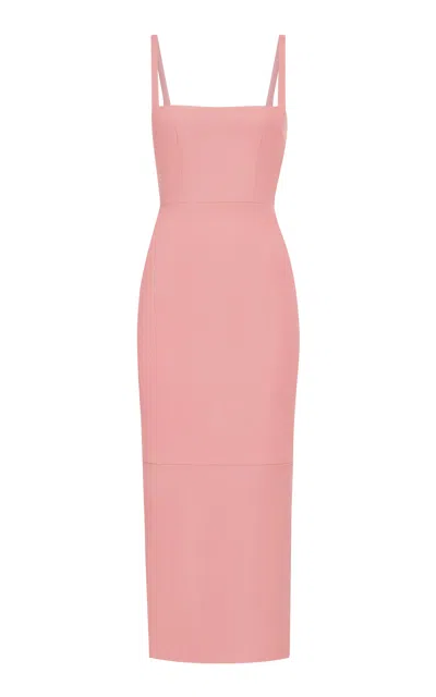 Alex Perry Portrait Leather Midi Dress In Pink