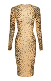 Alex Perry Power Mesh Midi Dress In Animal