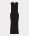 Alex Perry Power Mesh Sleeveless Midi Dress In Black