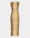 Alex Perry Power Mesh Sleeveless Midi Dress In Cheetah