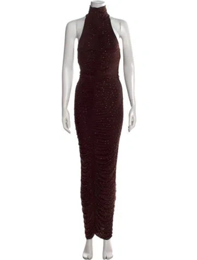 Pre-owned Alex Perry Printed Long Dress In Burgundy