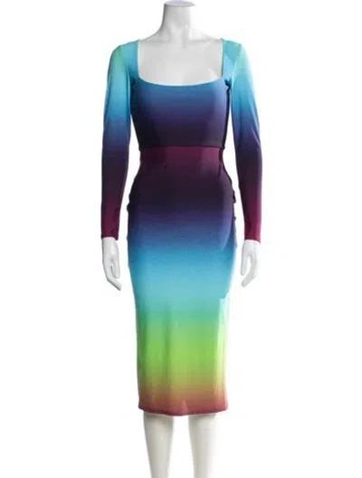 Pre-owned Alex Perry Printed Midi Length Dress In Blue