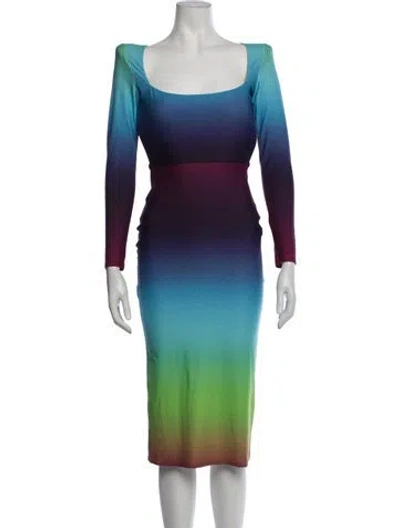 Pre-owned Alex Perry Printed Midi Length Dress In Blue