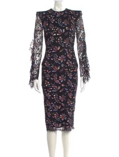 Pre-owned Alex Perry Printed Midi Length Dress W/ Tags In Multi