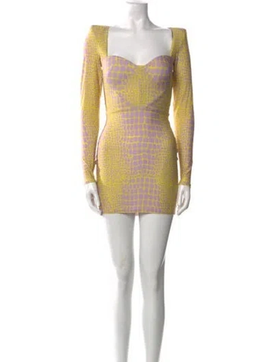 Pre-owned Alex Perry Printed Mini Dress In Yellow