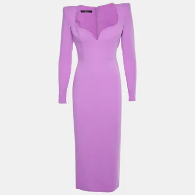 Pre-owned Alex Perry Purple Crepe Maren Curved Midi Dress M