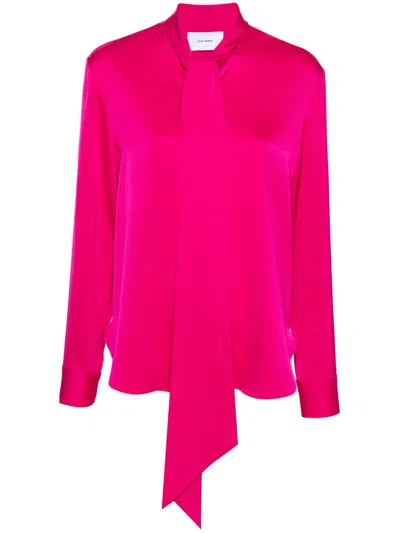 Alex Perry Pussy-bow Collar Satin Blouse In Pink