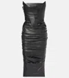 Alex Perry Ruched Leather Midi Dress In Black